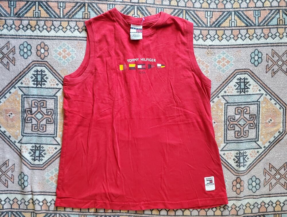 Vintage Y2K Tommy Hilfiger Made in USA Red Sleeveless Tank Top Shirt